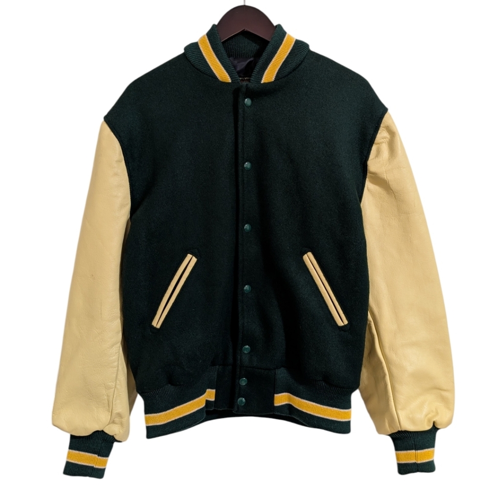 VTG Skookum Centralia Knitting Mills Wool Varsity Letterman Jacket Green Size 42